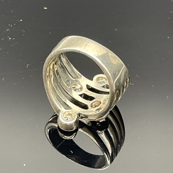 Premier Designs Inc. Cubic Zirconia Ridgeway Ring Silver Tone Wide Size 7 - Picture 2 of 5